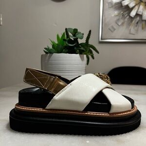 Kurt Geiger White and Gold Sandals